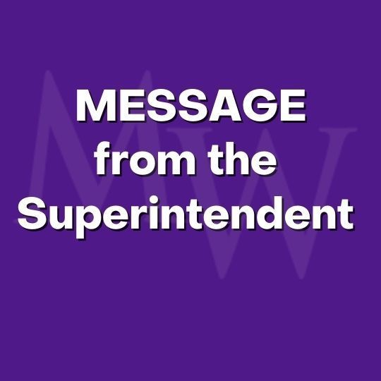 Message from Superintendent