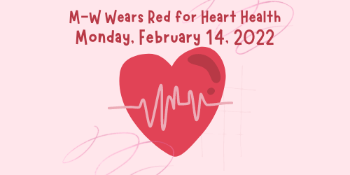 M-W wears red for heart health graphic