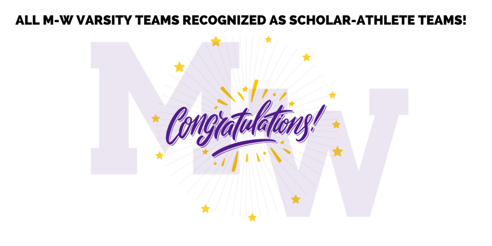 MW graphic with scholar athlete team congratulations