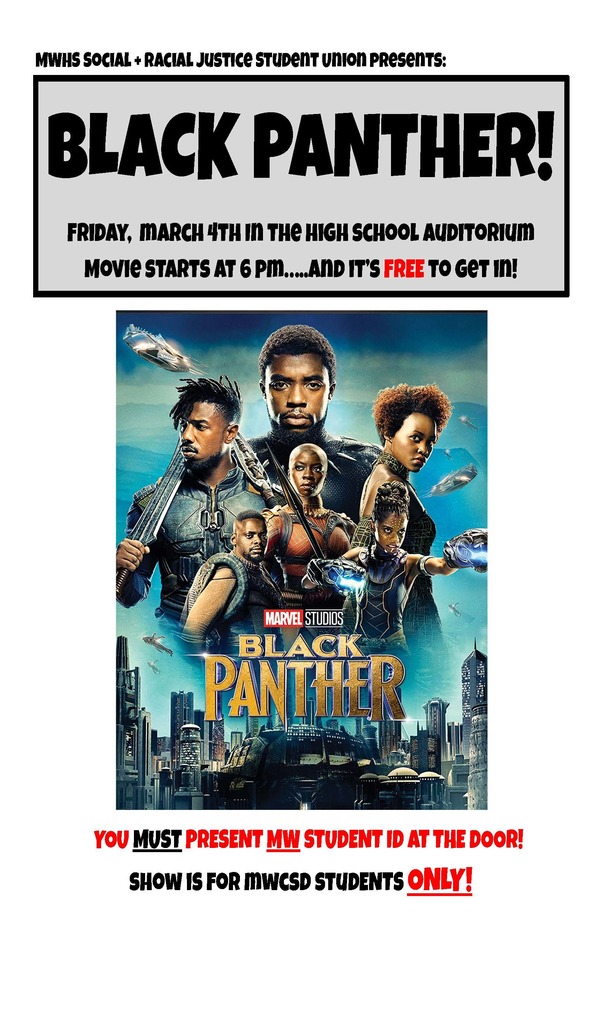 Poster for High School Friday Movie Night March 4 - Black Panther