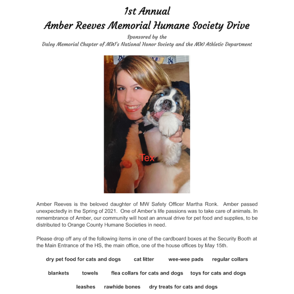 Amber Reeves food drive flyer