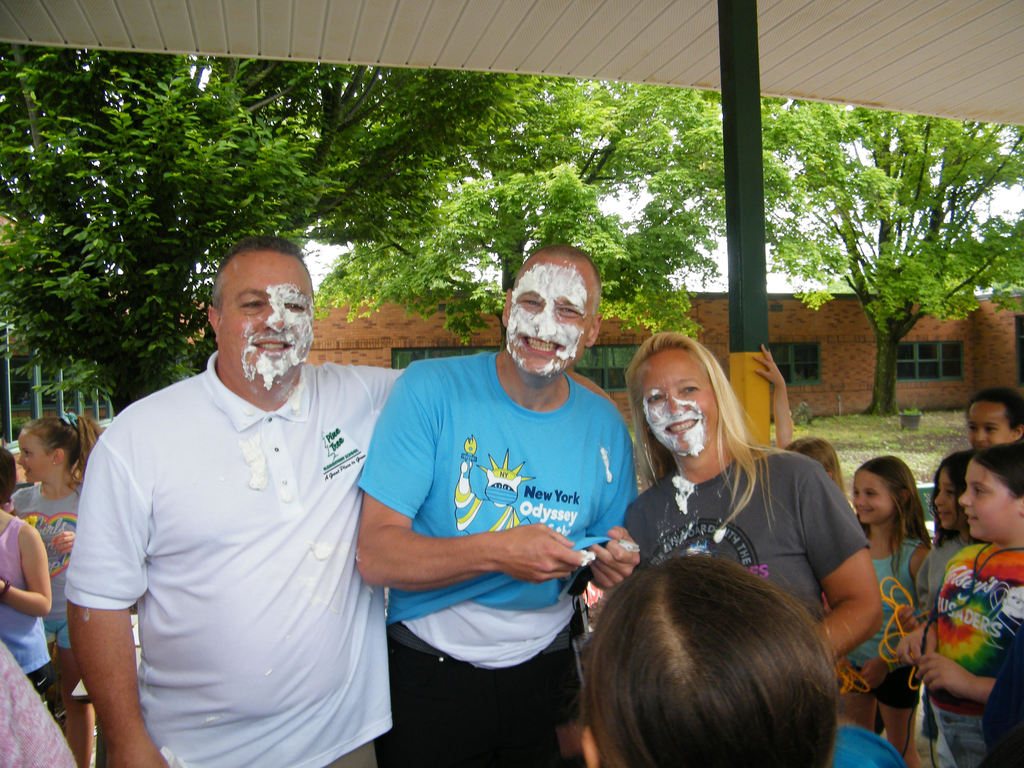Principals and teachers get pie in the face