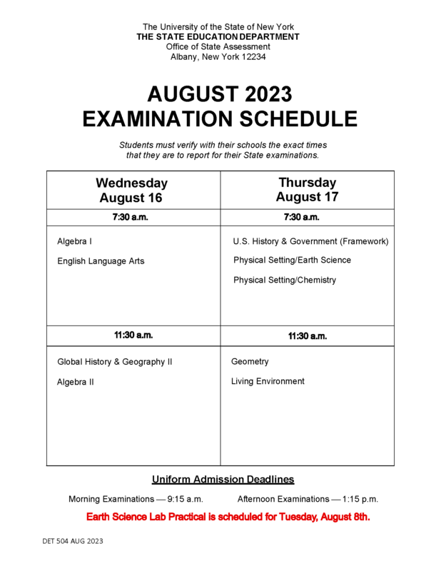 August 2024 Regents Exam Schedule Online Berri Celeste