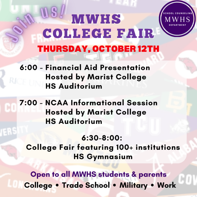 HS students Mark your calendars for the College Fair Oct. 12